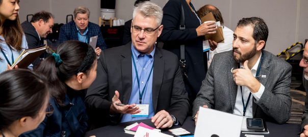 Lukas Manomaitis involved in discussion group at the F3 Conference in San Francisco, Feb 2019